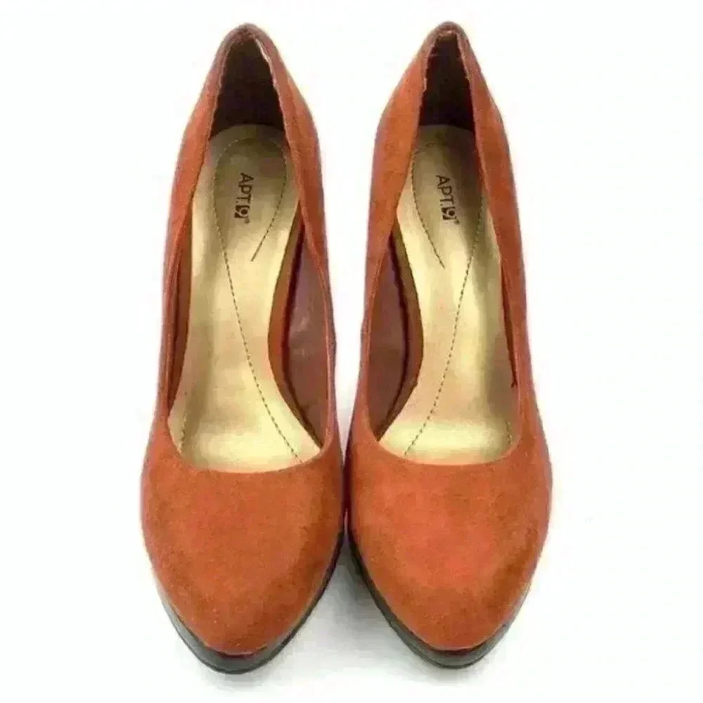 Apt 9 heels sz 6 orange rust faux suede platforms